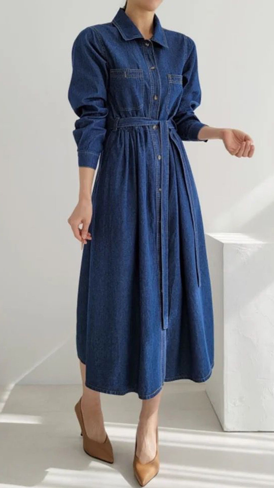 Belted Denim Dress