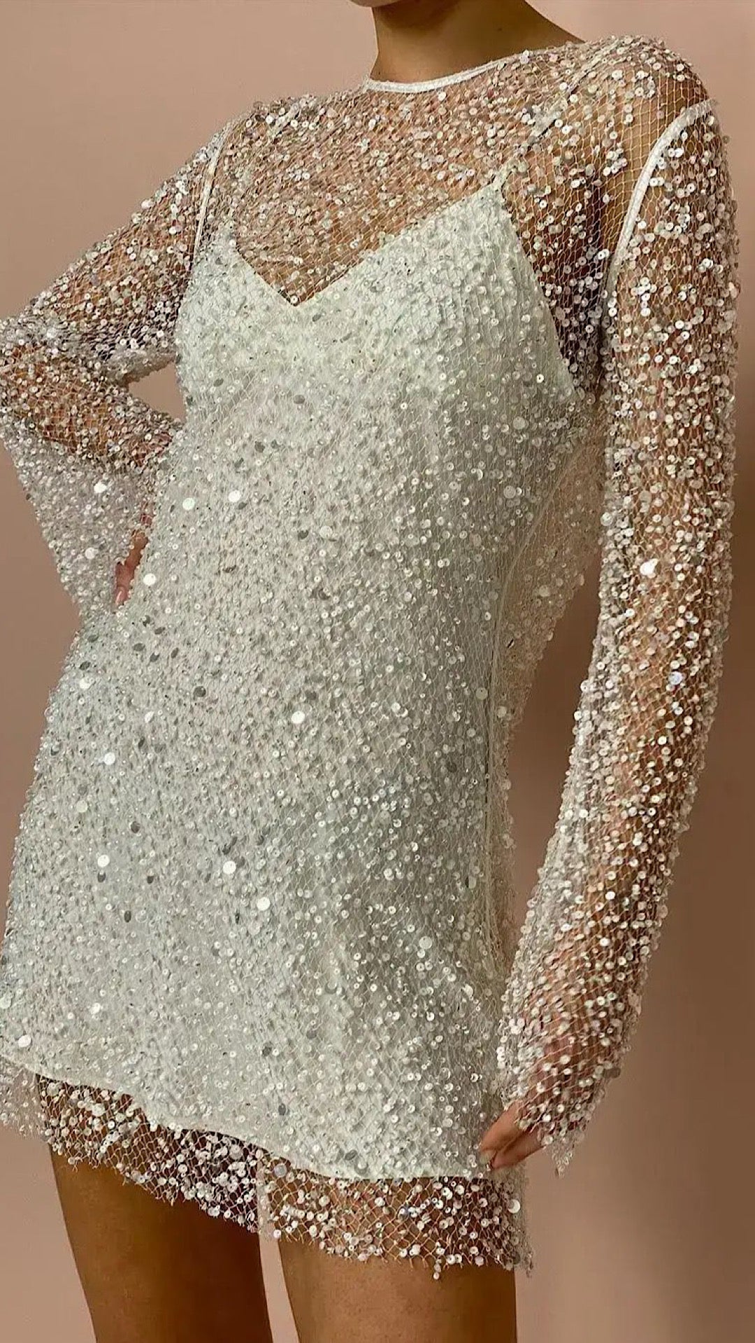 Embellished Sheer Dress