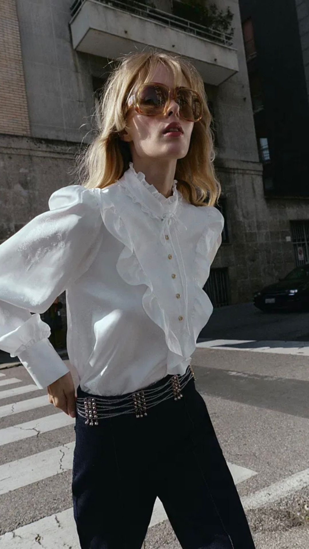 White Ruffle Top