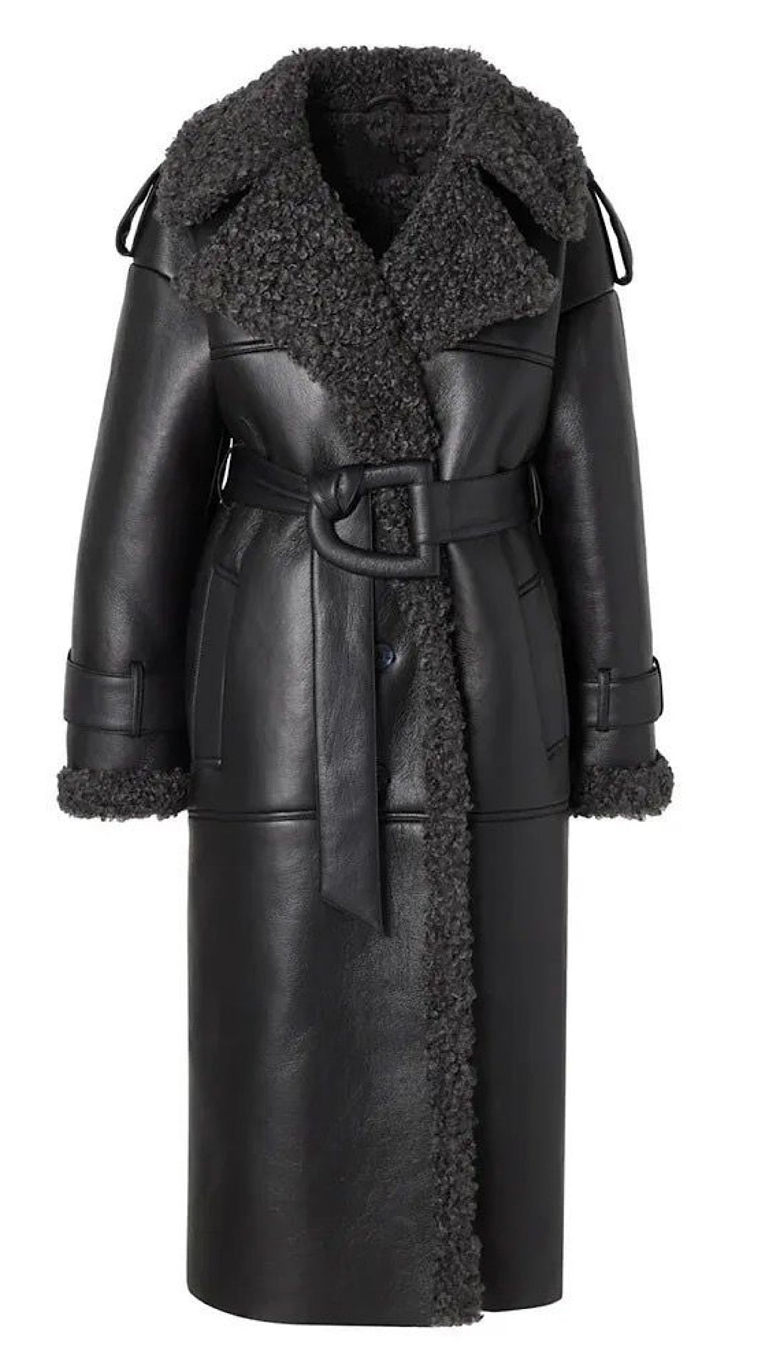 Faux Leather Fur Coat