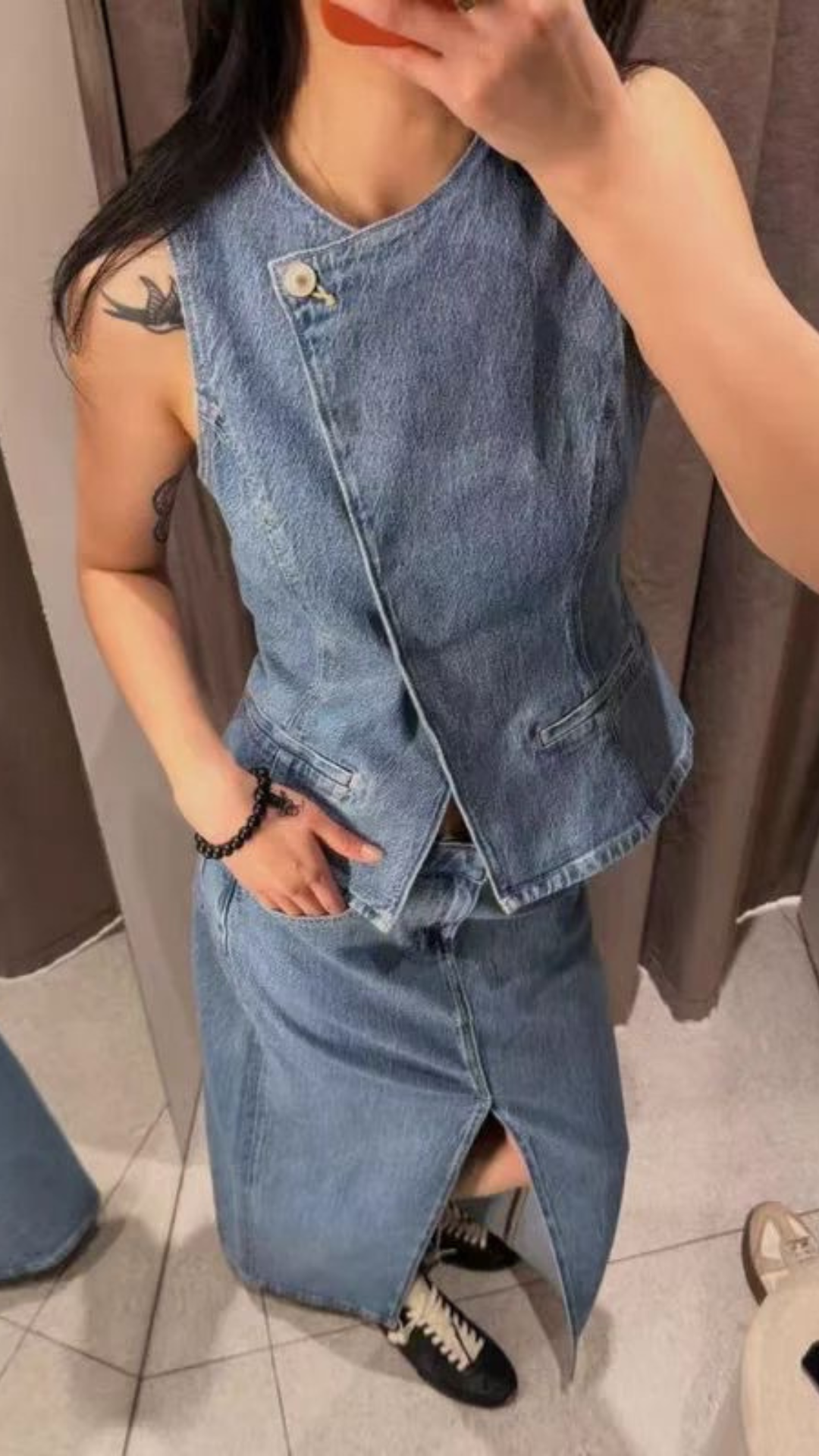 Slit Denim Set