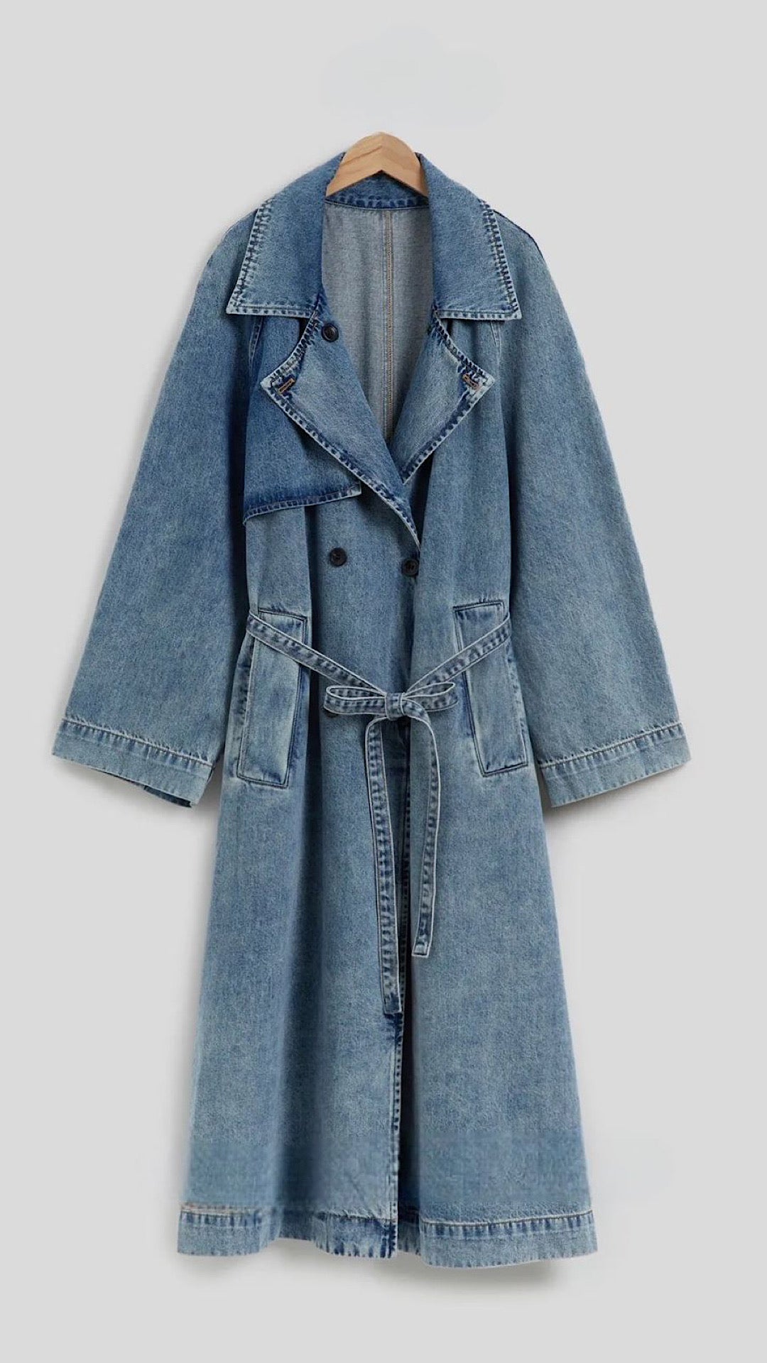 Long Denim Trench Coat