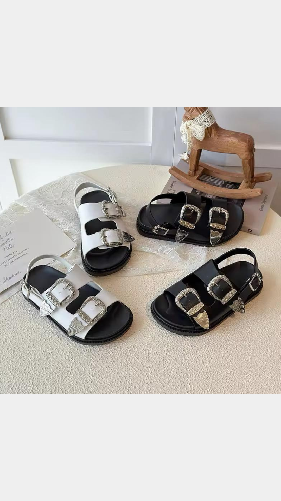Double buckle sandals