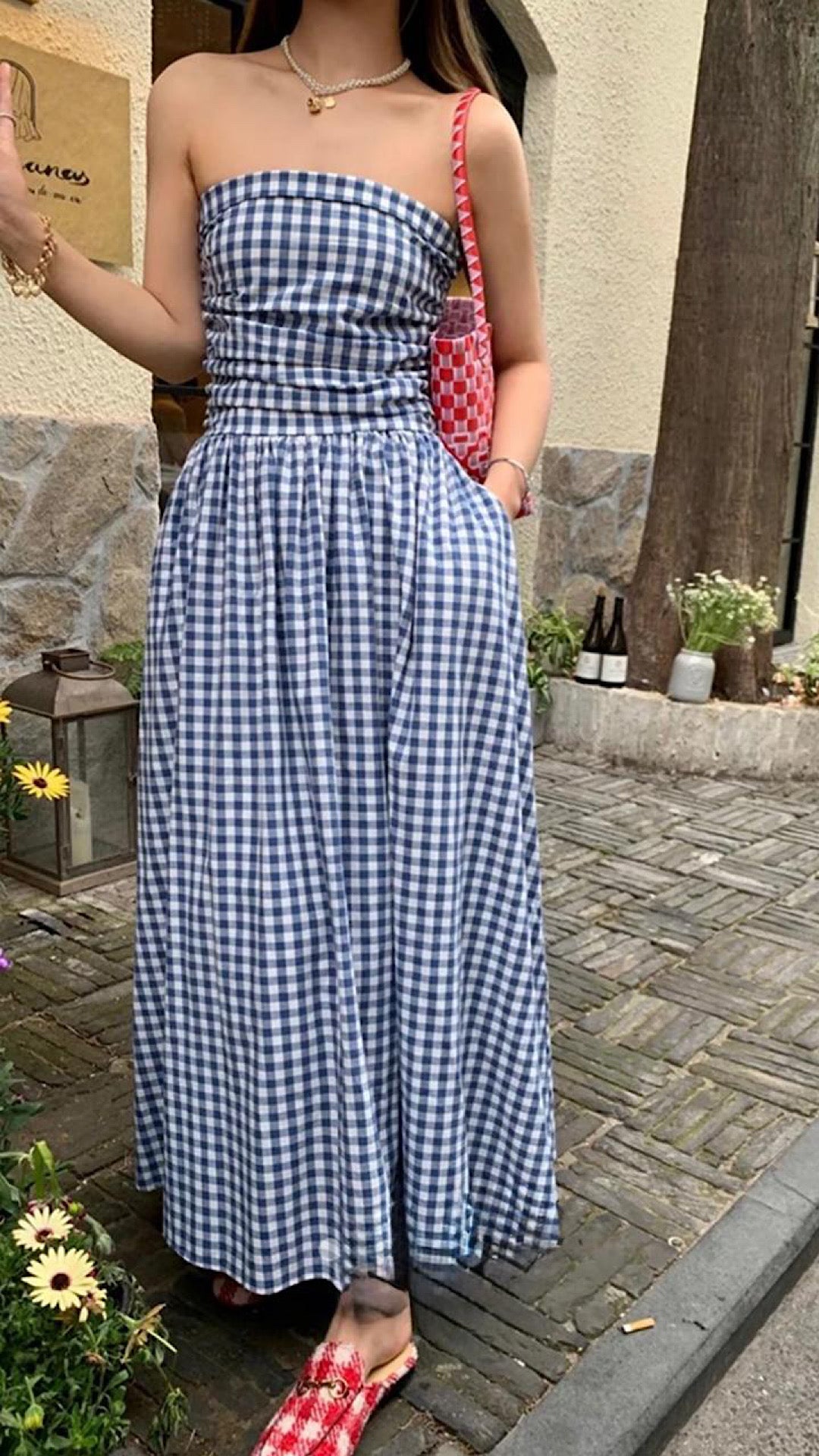 Plaid Tube Dress