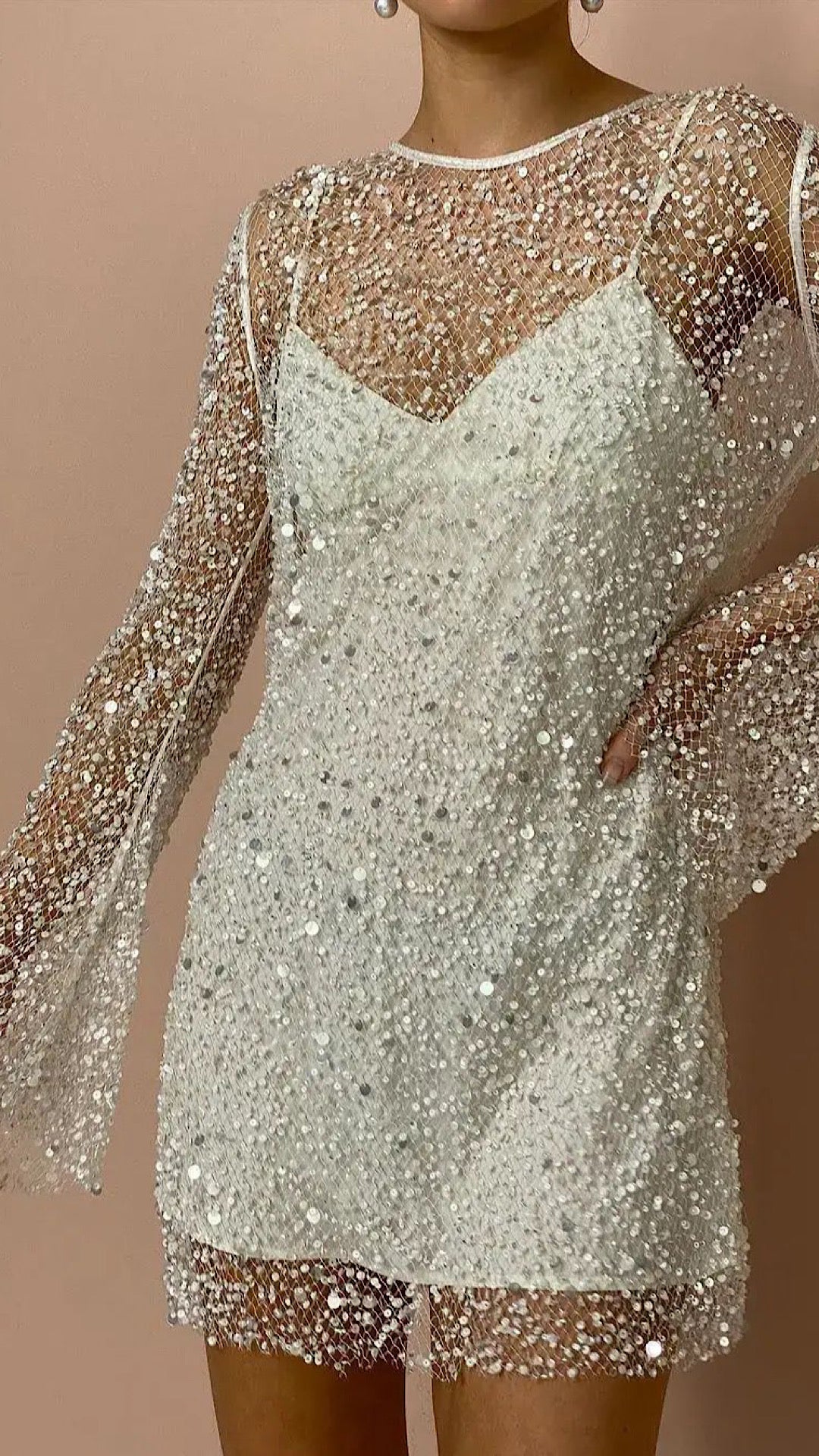Embellished Sheer Dress