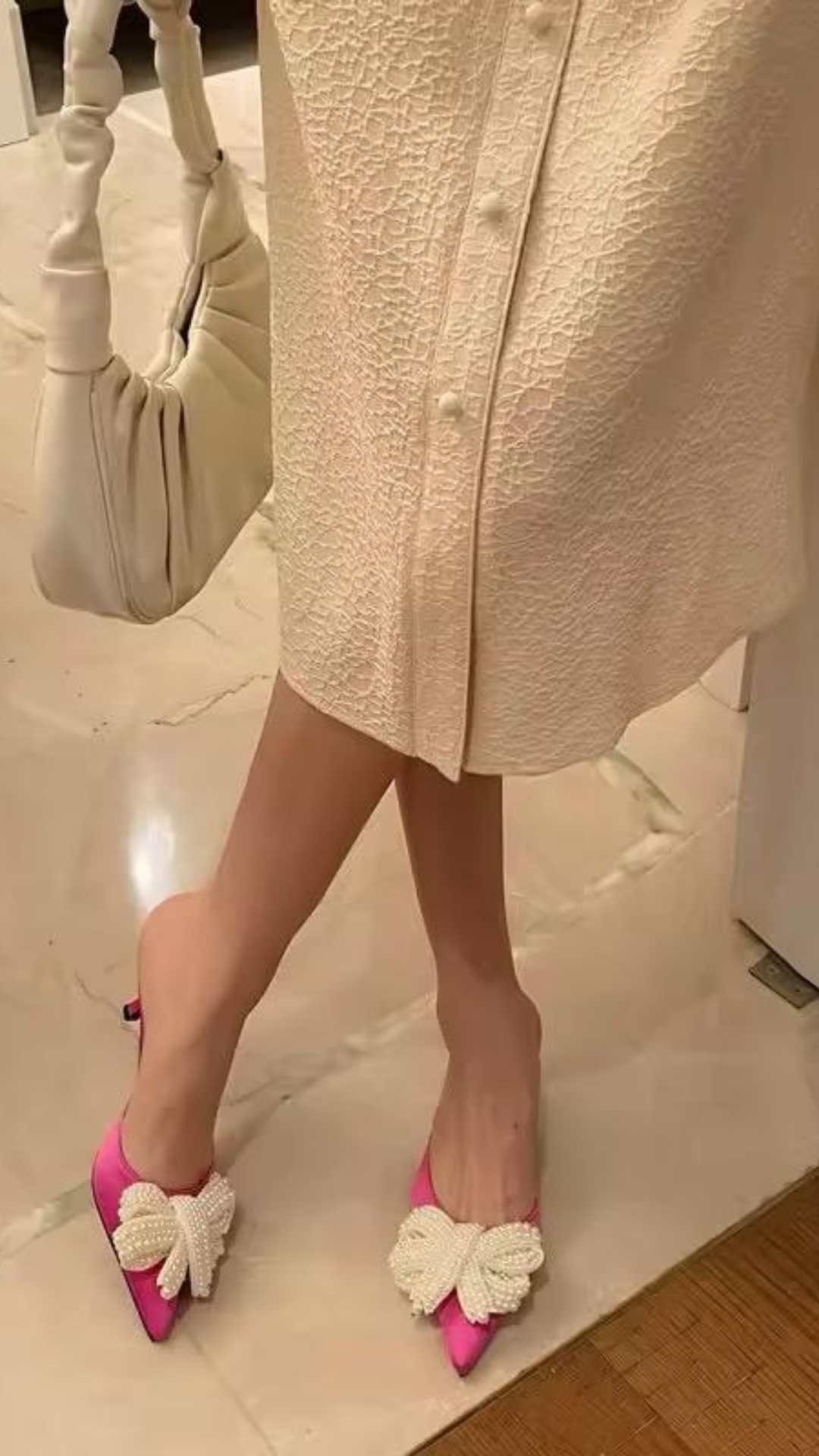 Bow Pearl Kitten Heels