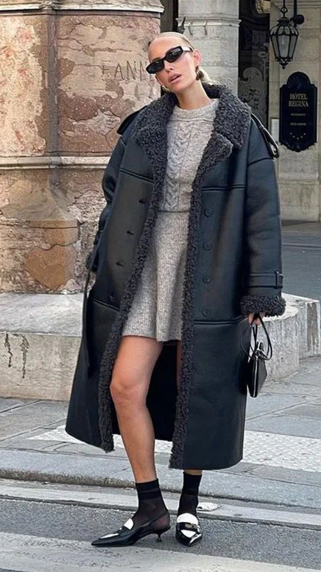 Faux Leather Fur Coat