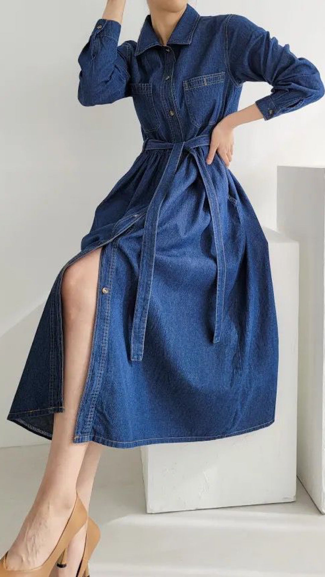 Belted Denim Dress