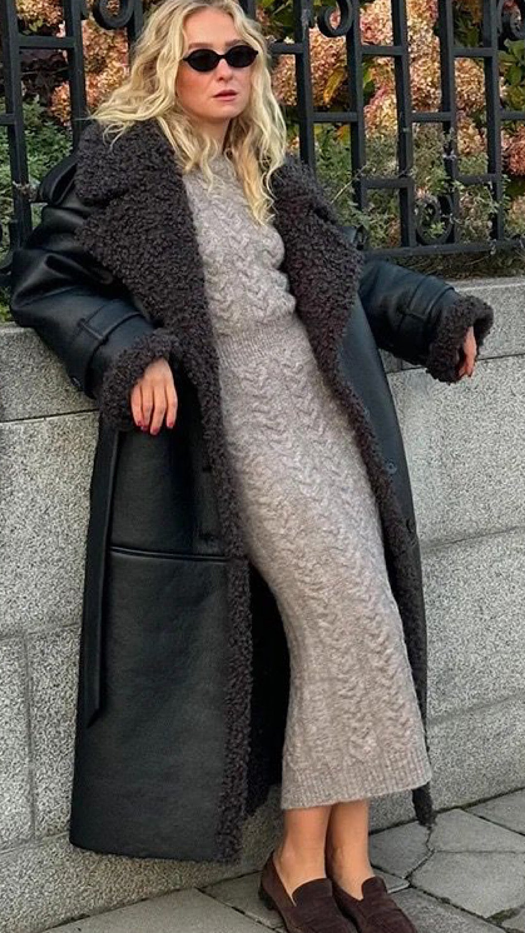 Faux Leather Fur Coat