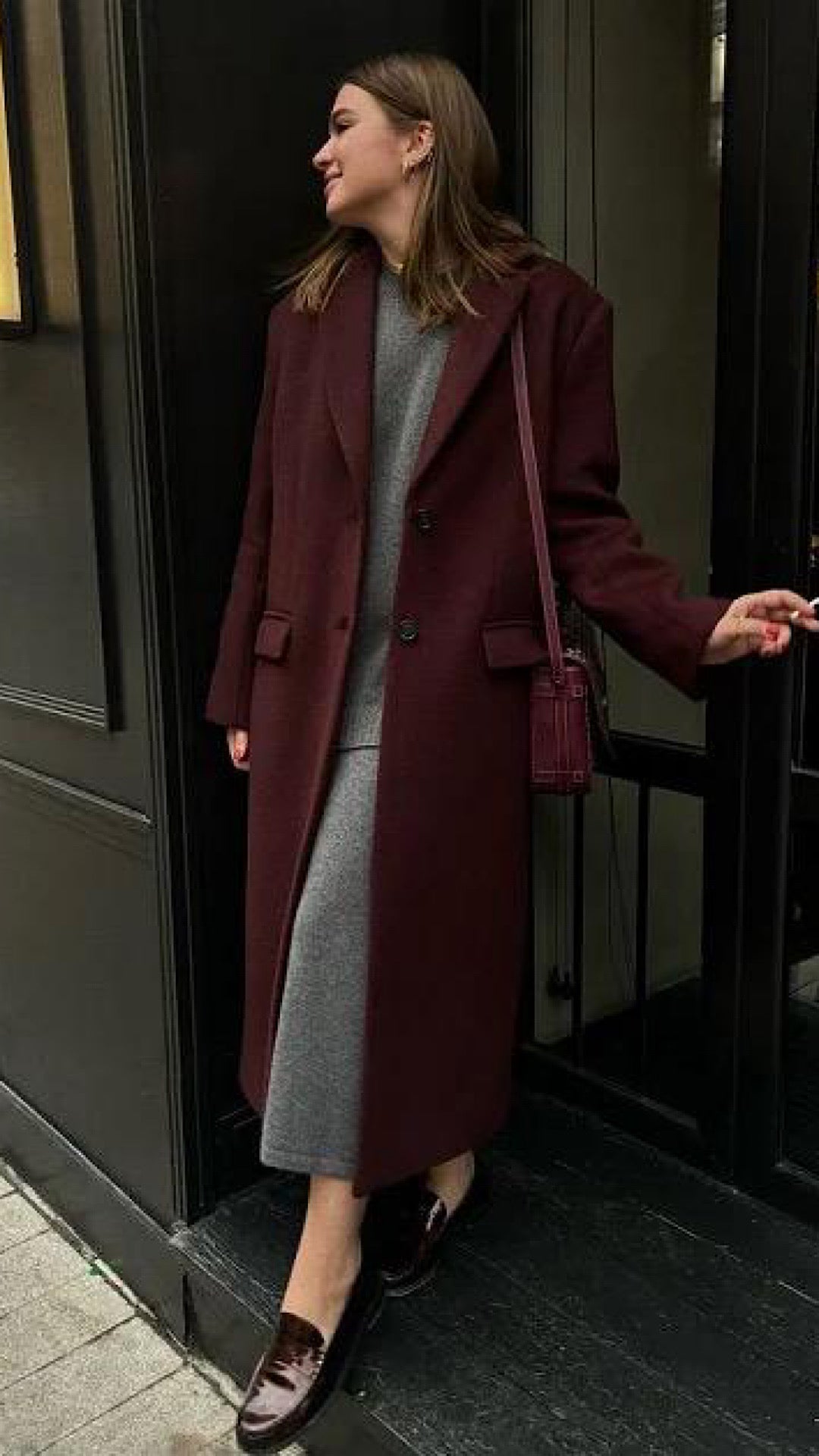 Wine Long Coat