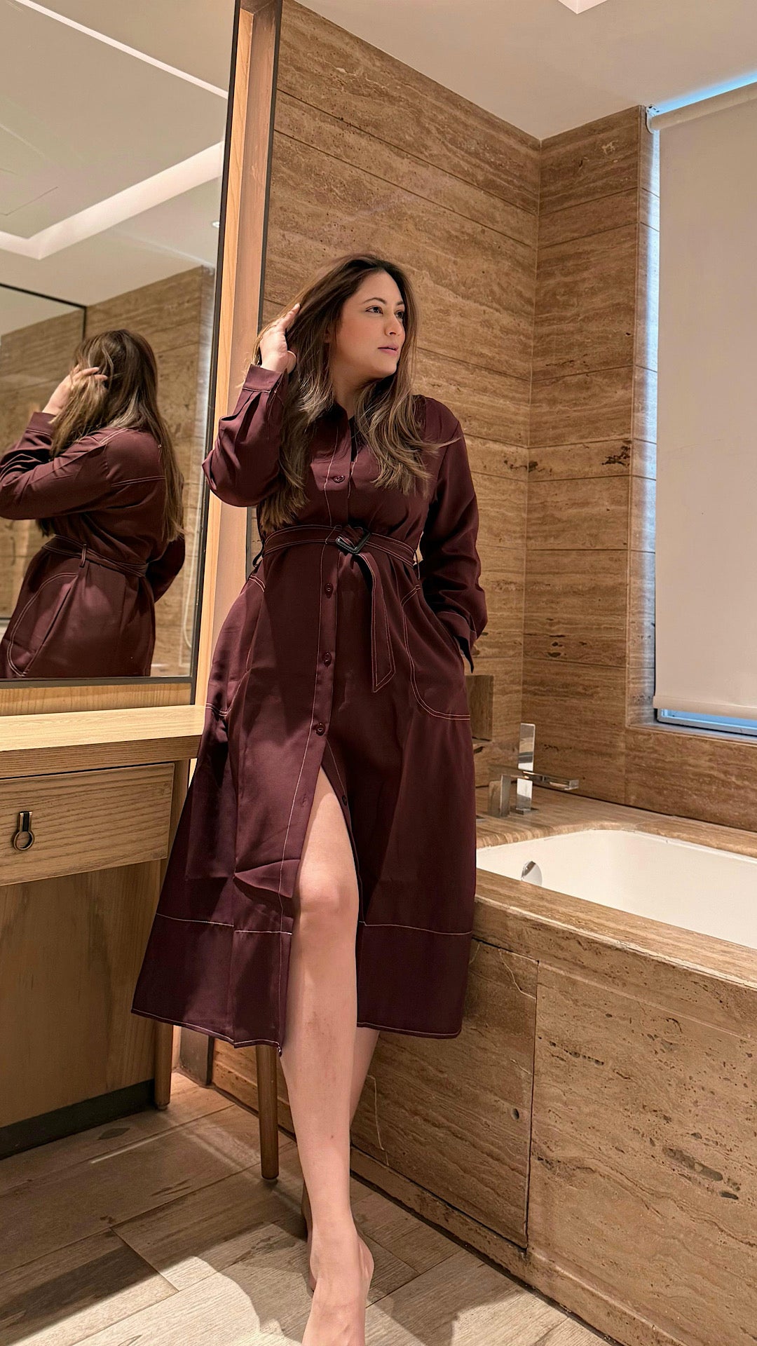 Belted Long Fall Dress