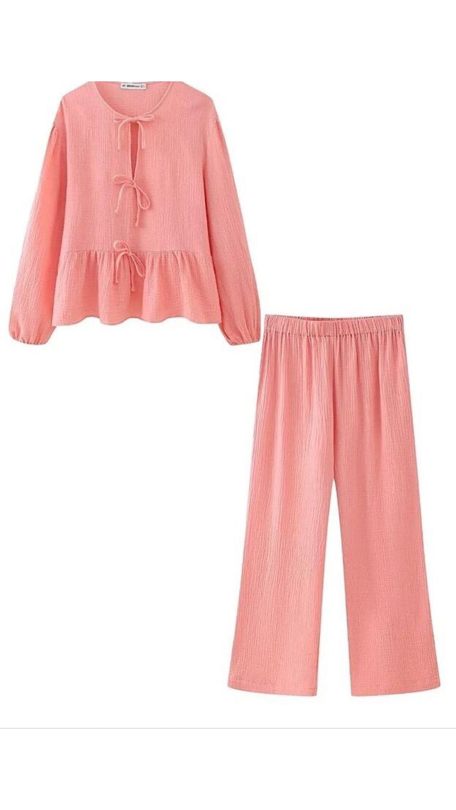 Knotted Blouse & Pants Set