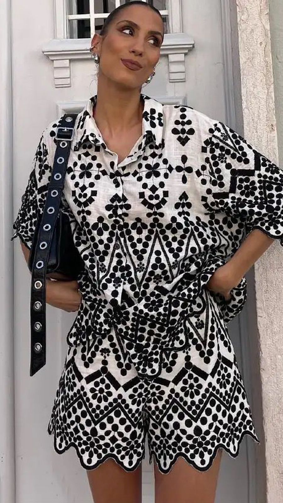 Embroidered Shirt & Shorts Set