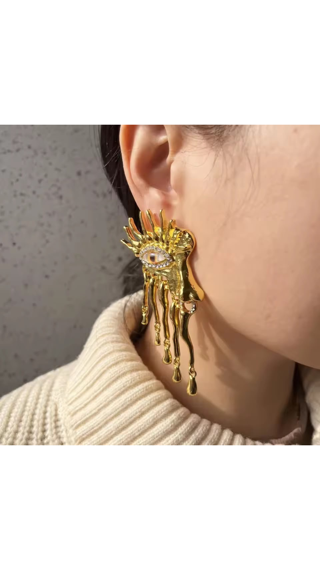 Evil eye tassel earrings and neck piece