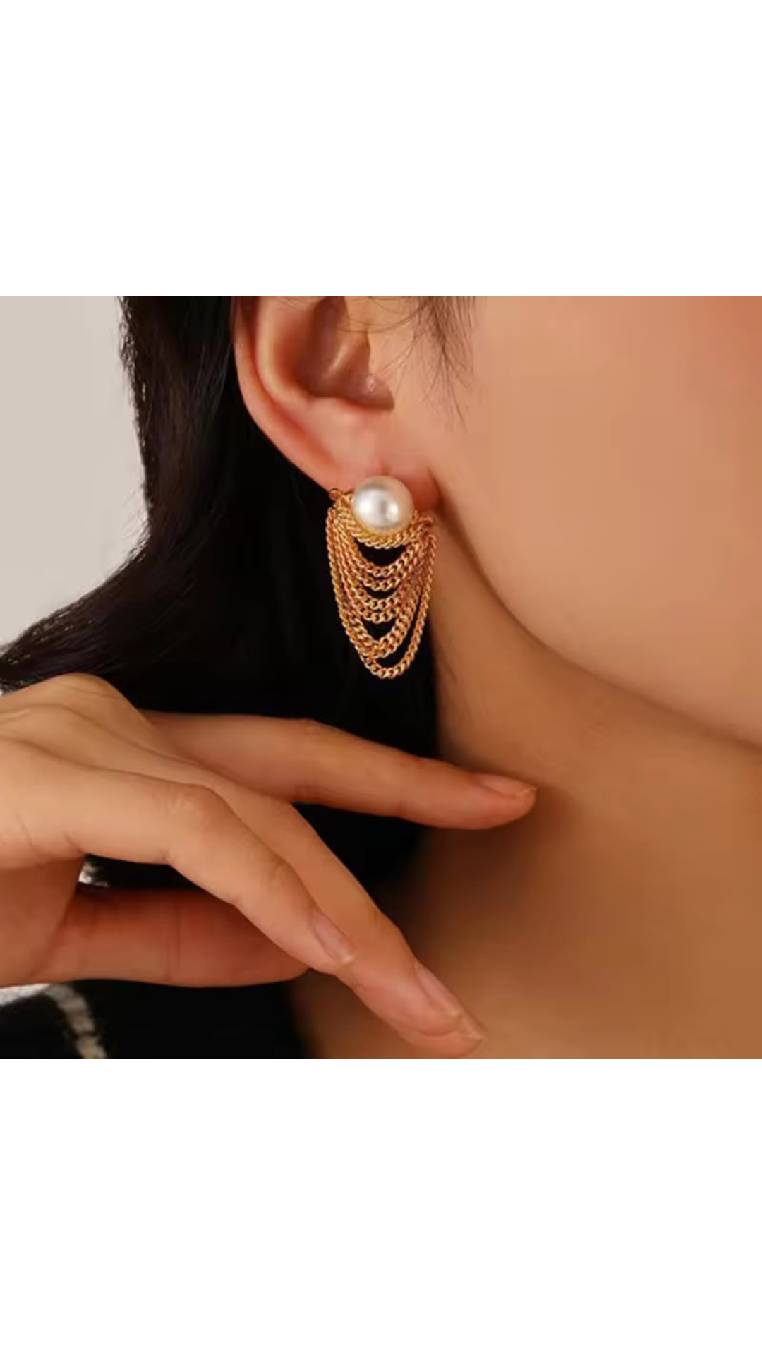 Pearl chain earrings