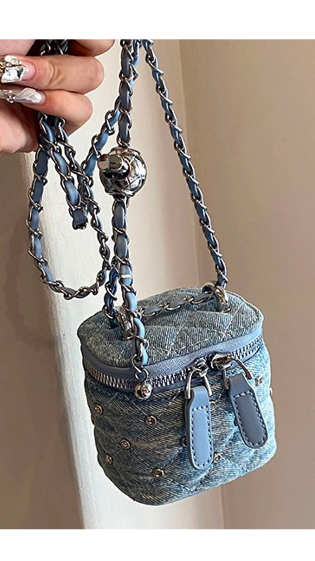 Mini denim box bag
