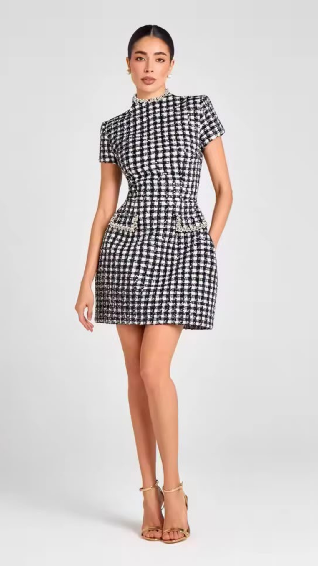 Plaid tweed dress