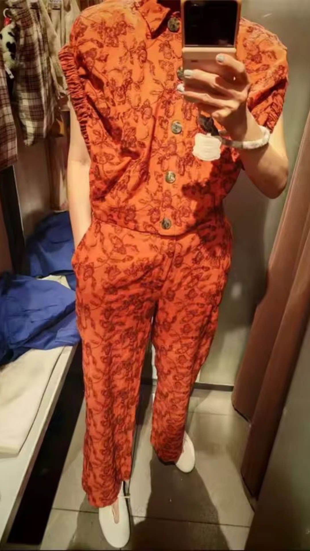 Printed short top and pant set