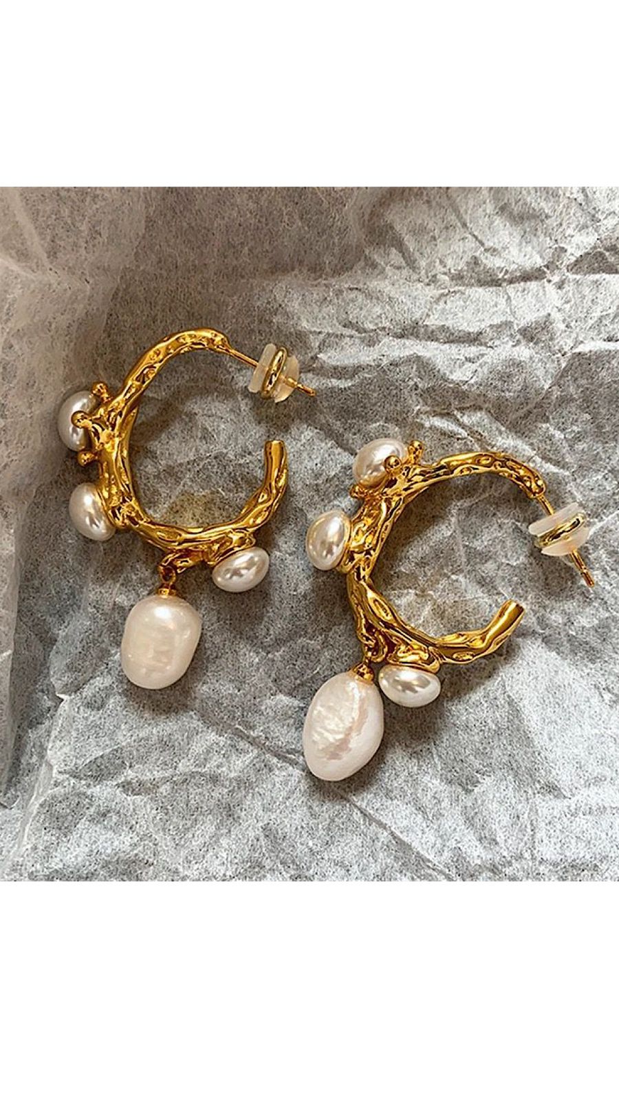 Pearl Drop Hoop Earrings