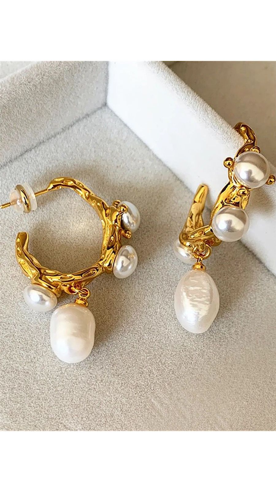 Pearl Drop Hoop Earrings