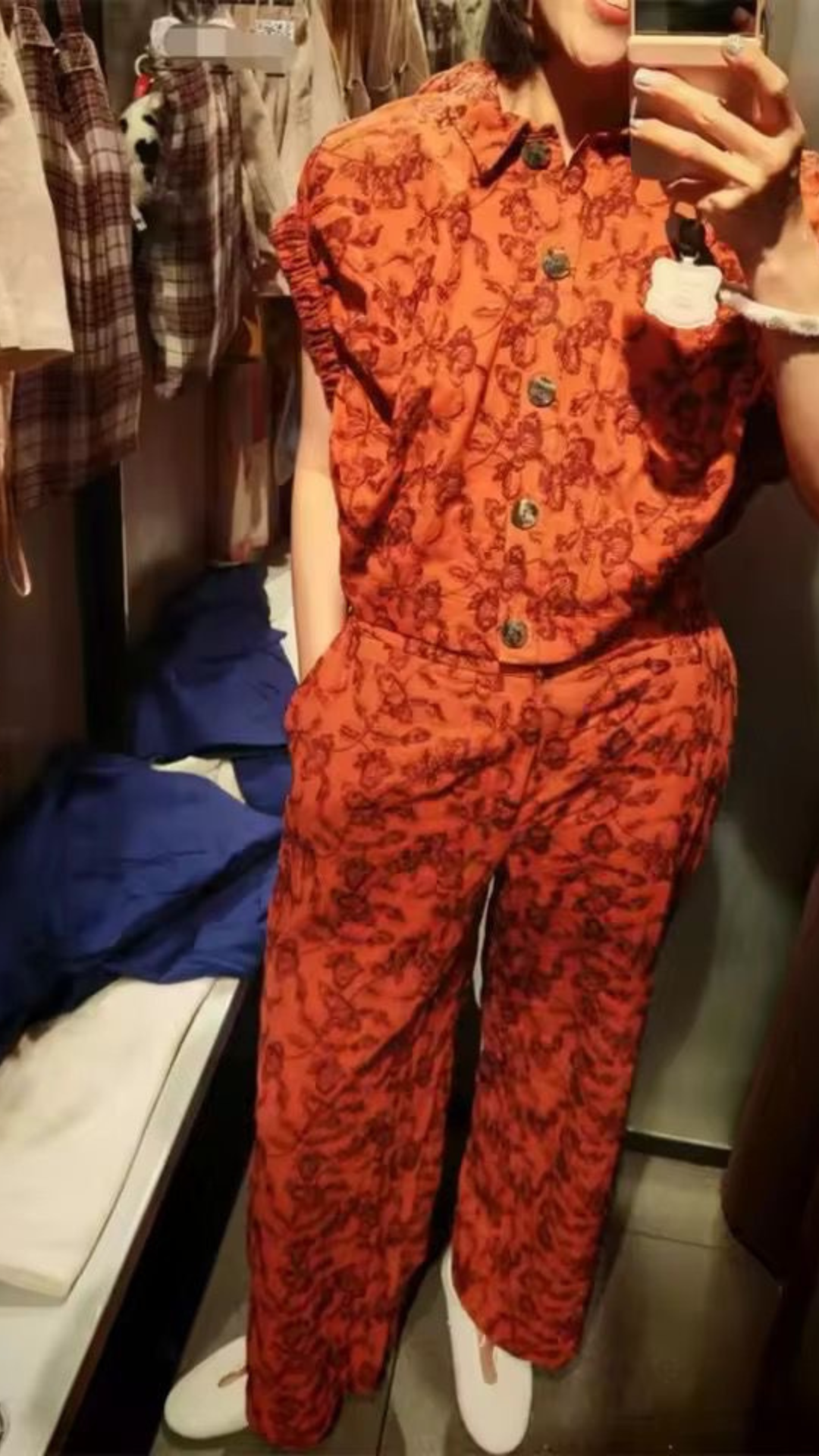 Printed short top and pant set