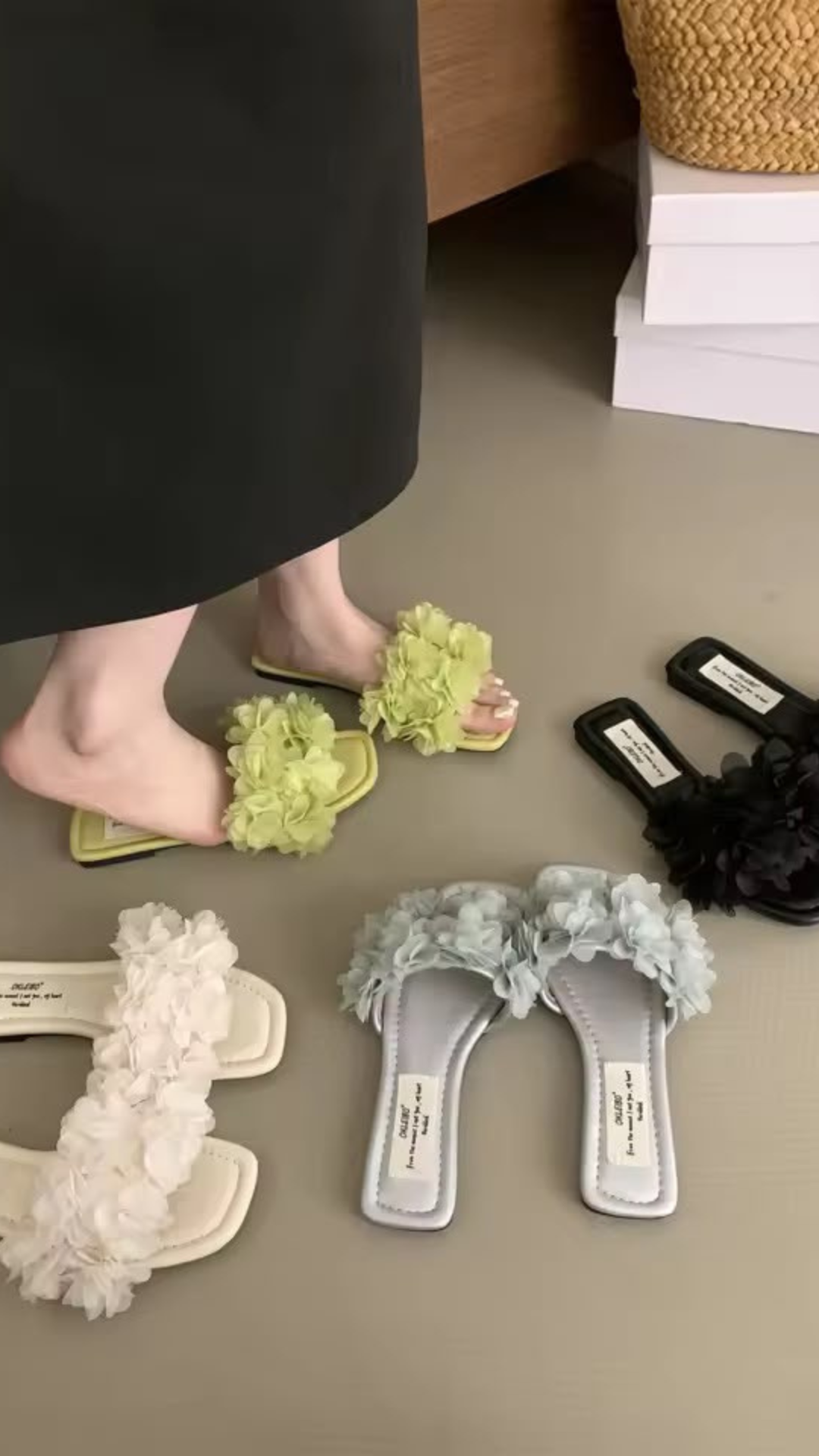 Floral applique flats