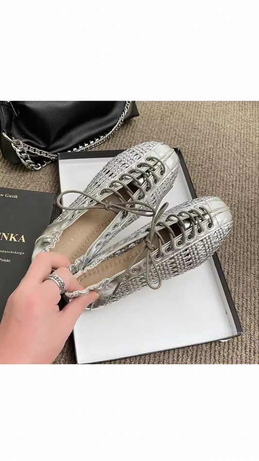 Lace Shiny Flats