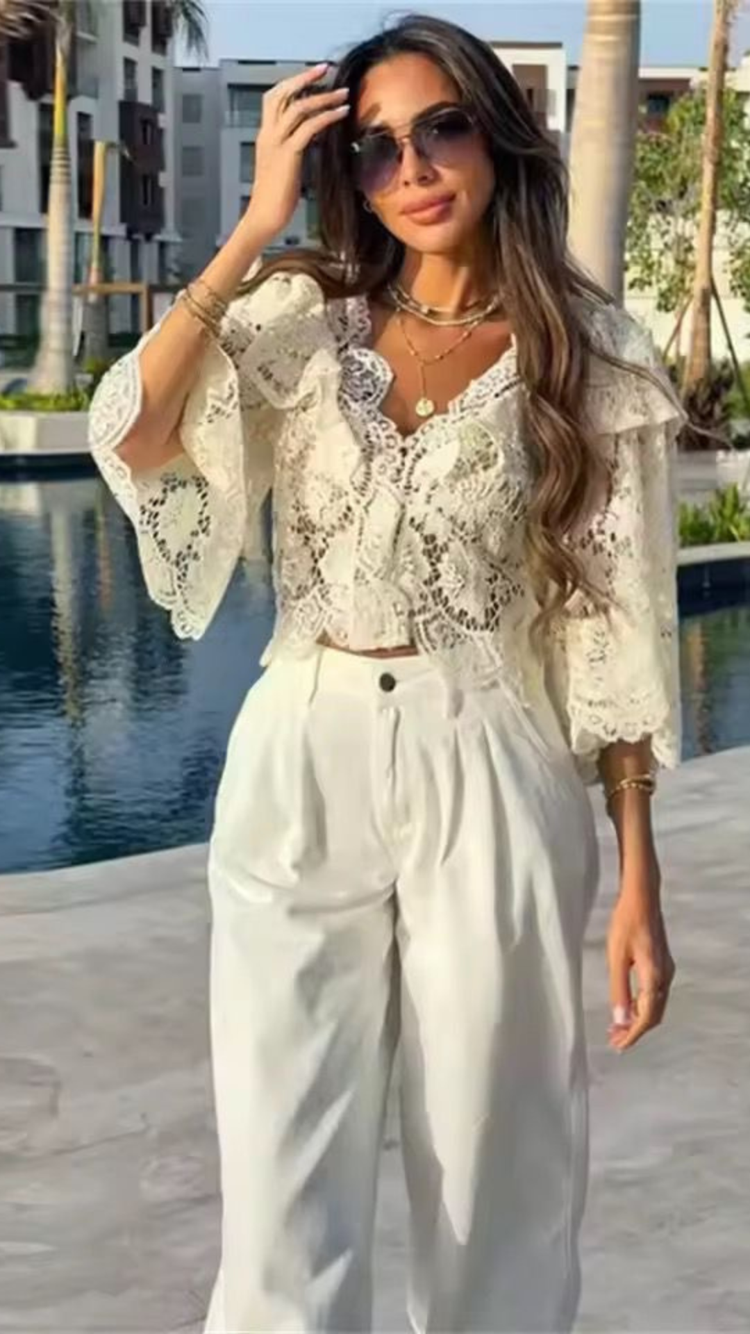 Ruffle lace blouse