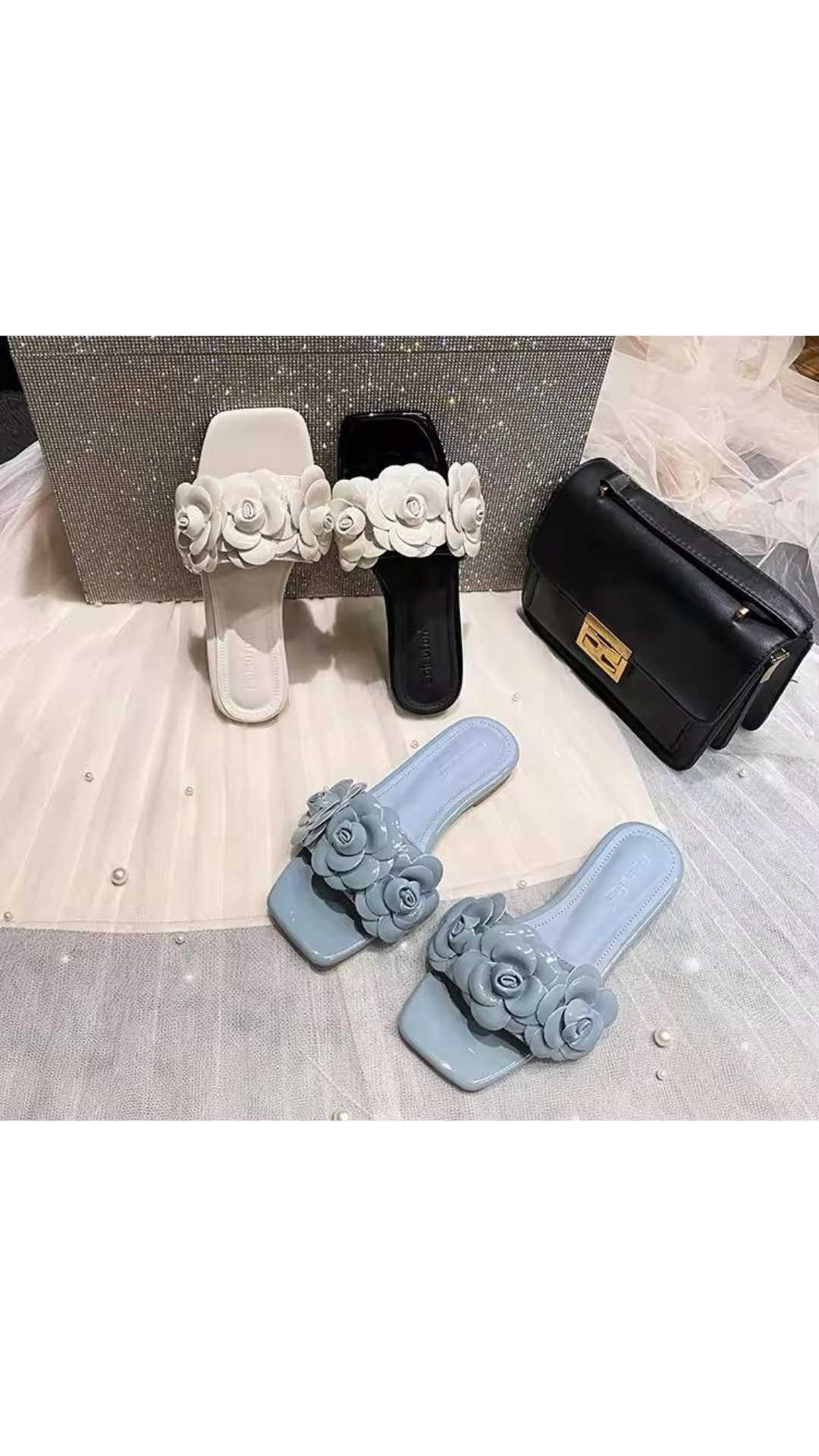 Flower applique flats
