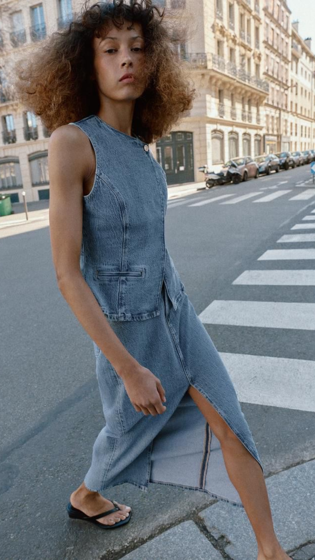 Slit Denim Set