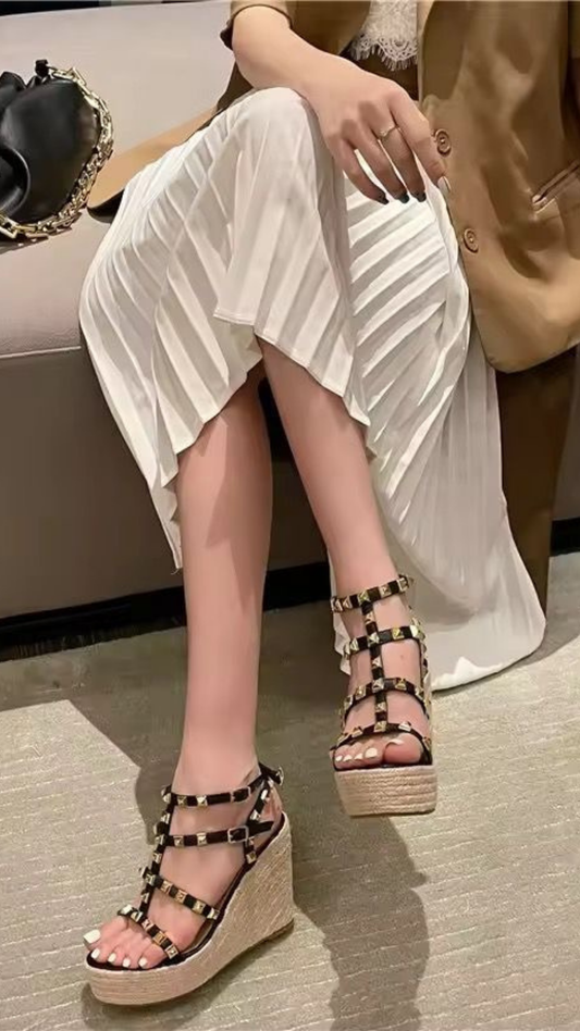 Studded Wedge Heels