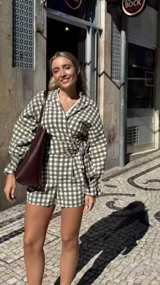 Plaid shorts set