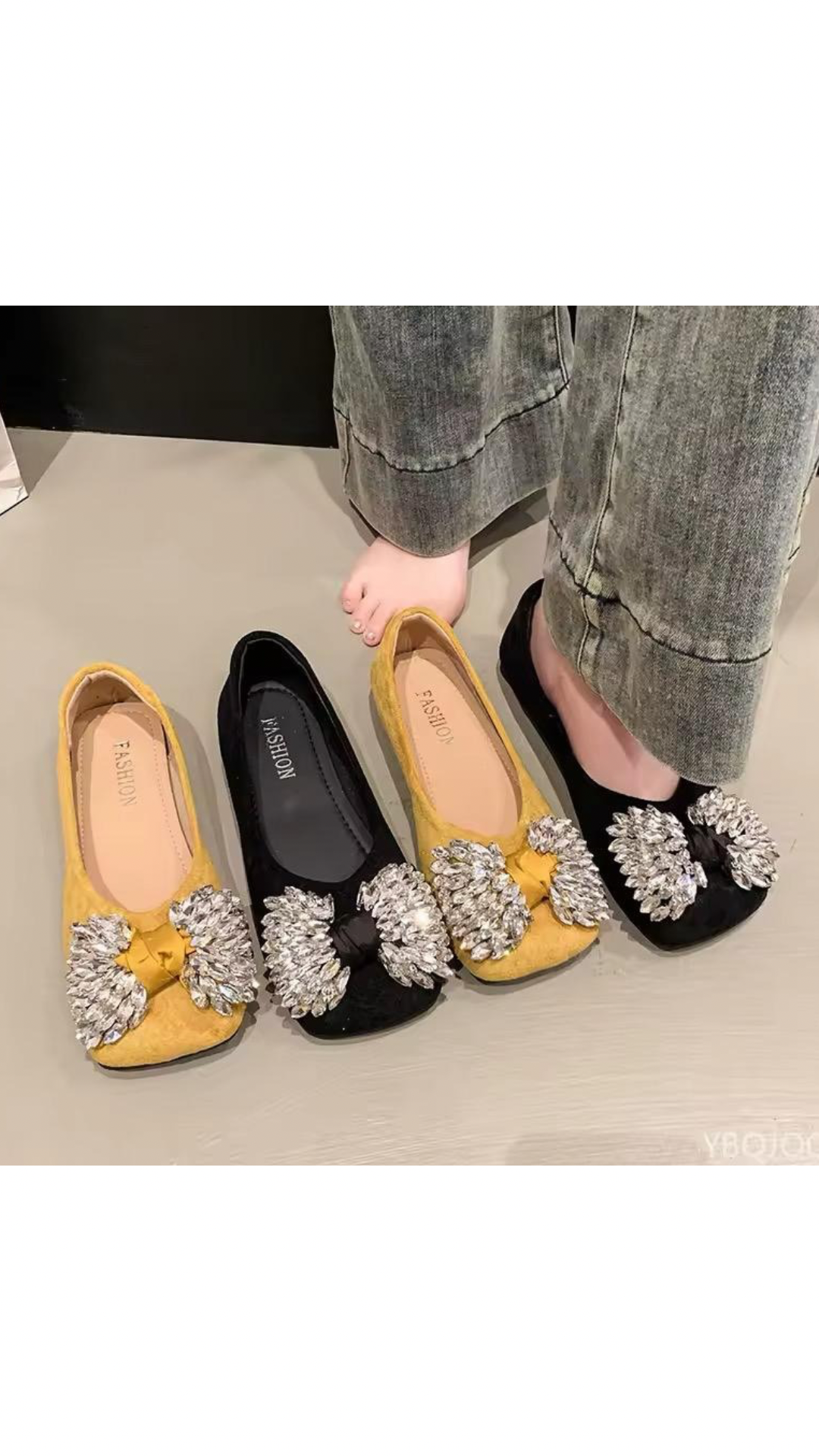 Embellished bow ballerinas