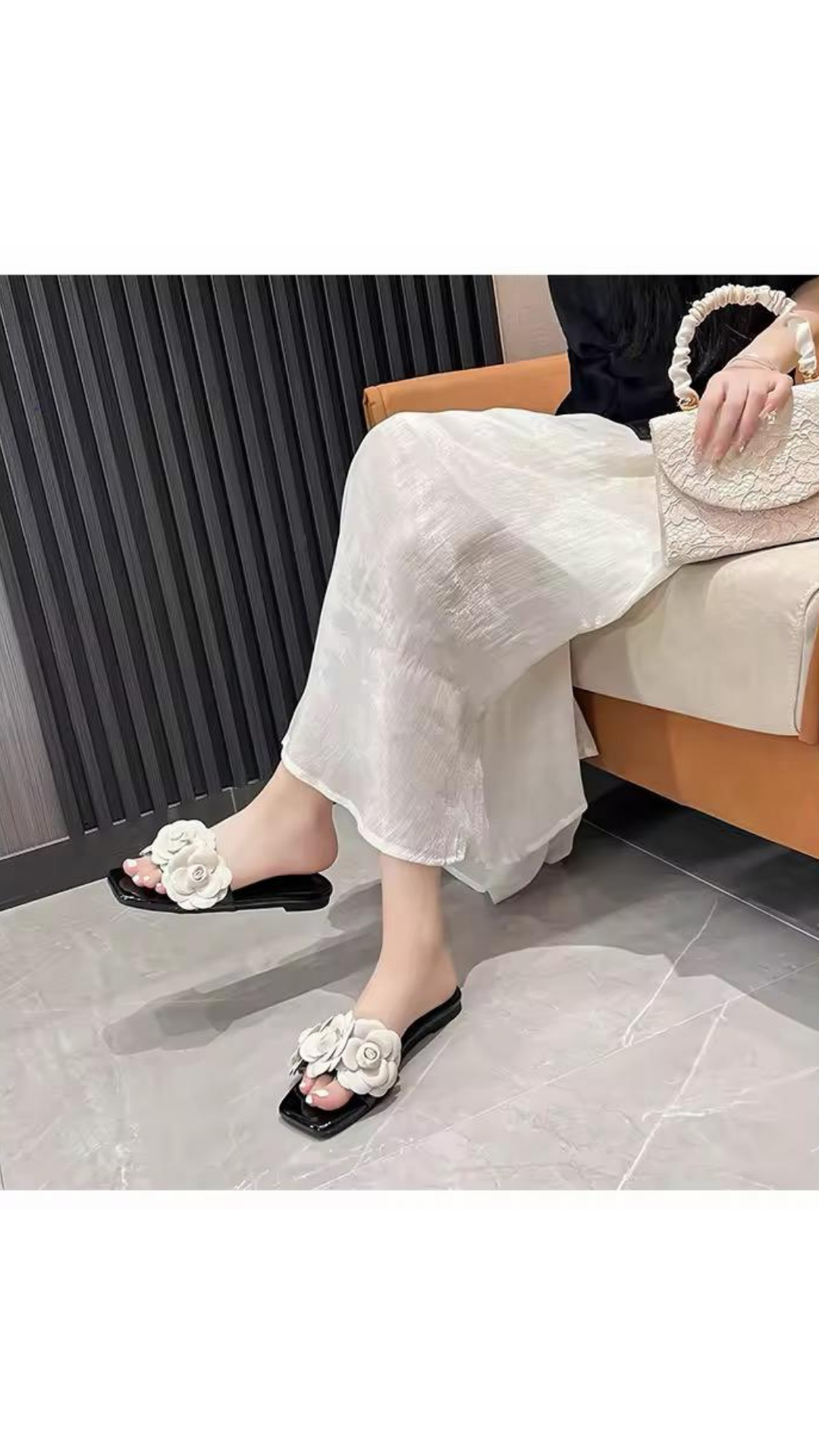 Flower applique flats