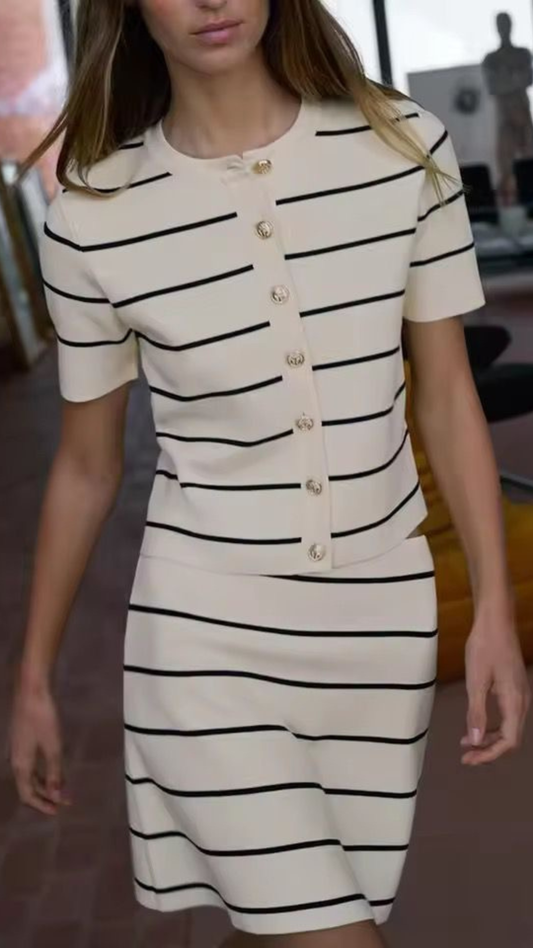 Striped Top & Skirt Set