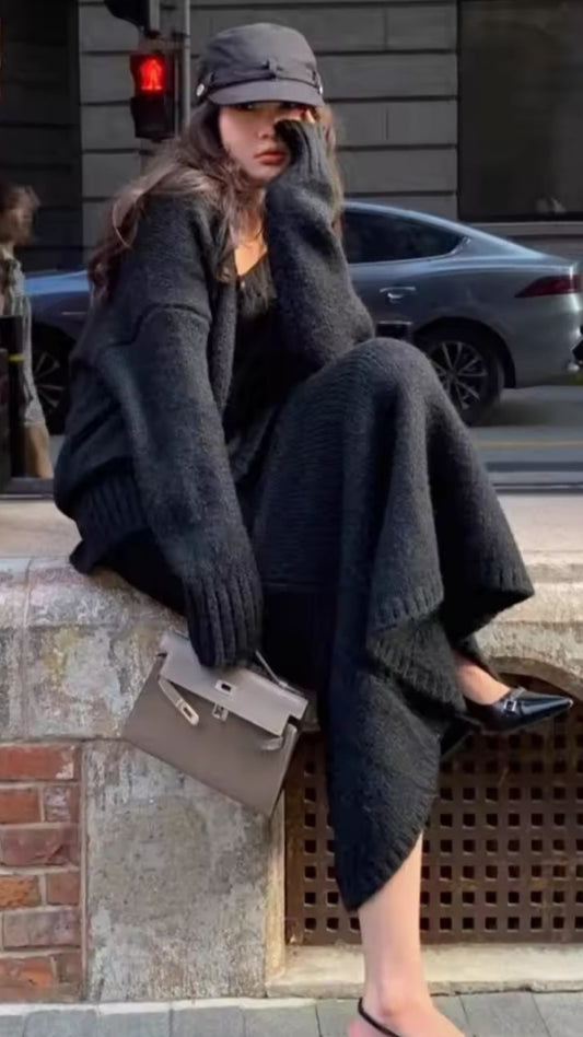 Knitted Sweater & Skirt Set