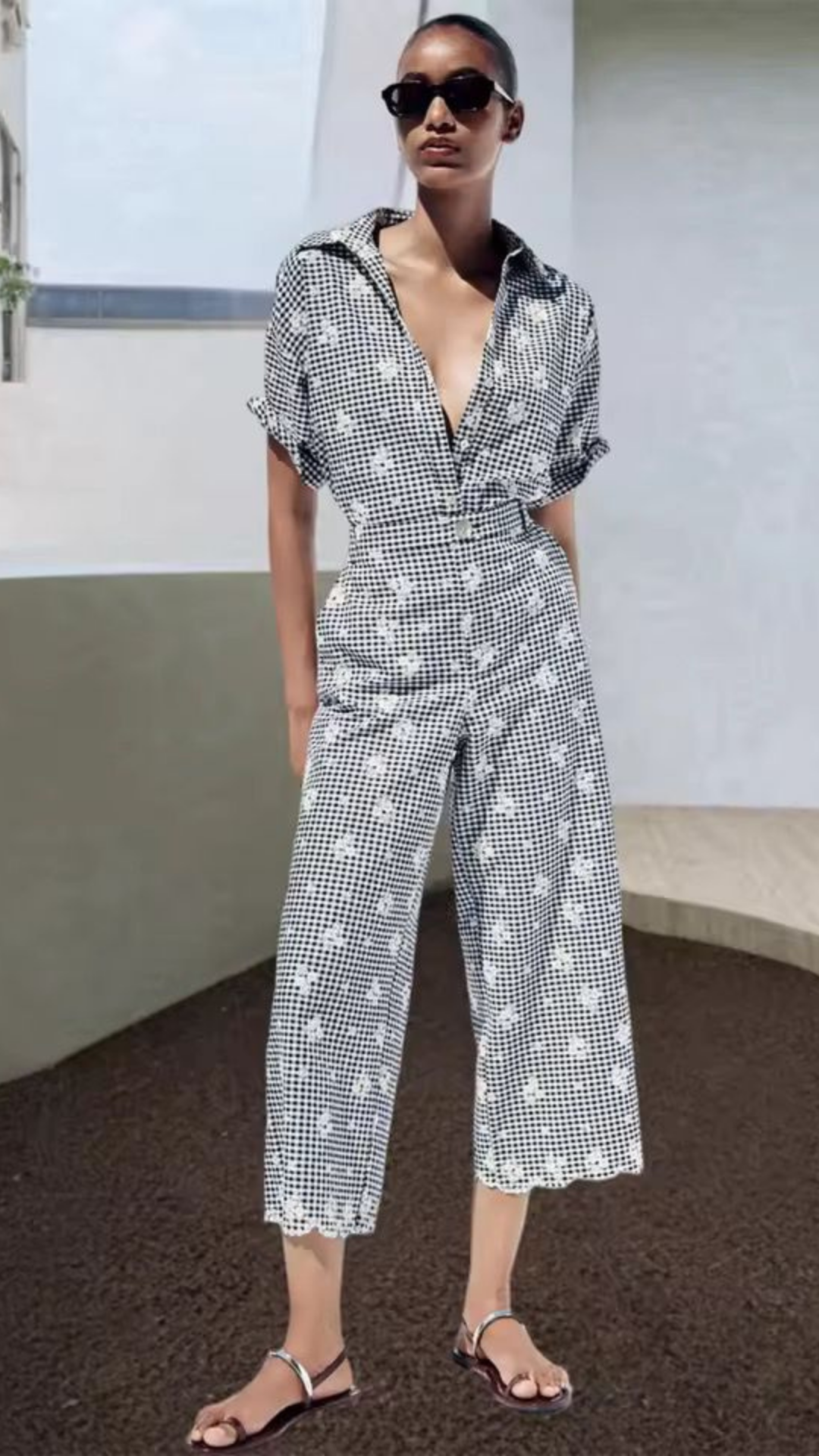 Embroidered Check Shirt & Pant Set