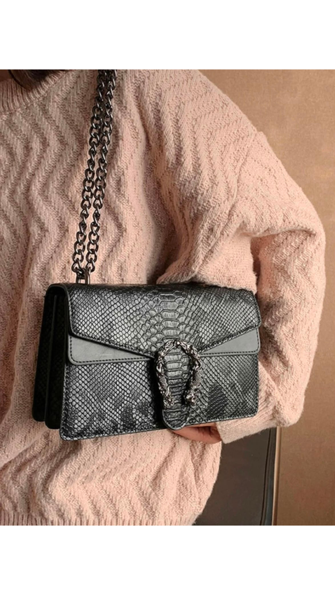 Snake pattern crossbody bag