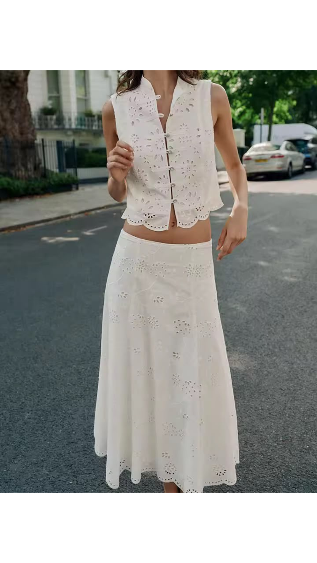 Hollow design top and skirt