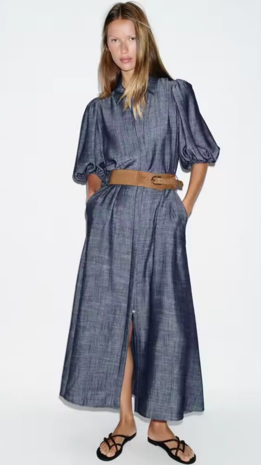 Belted Long Dress