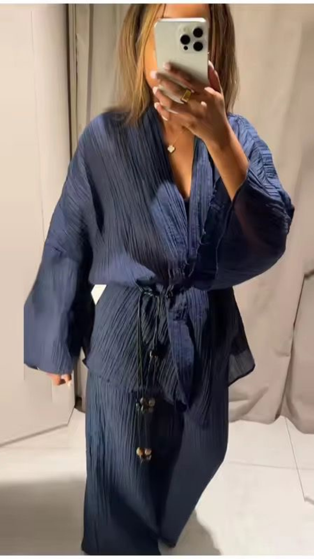 Crinkle Effect Top & Pants Set