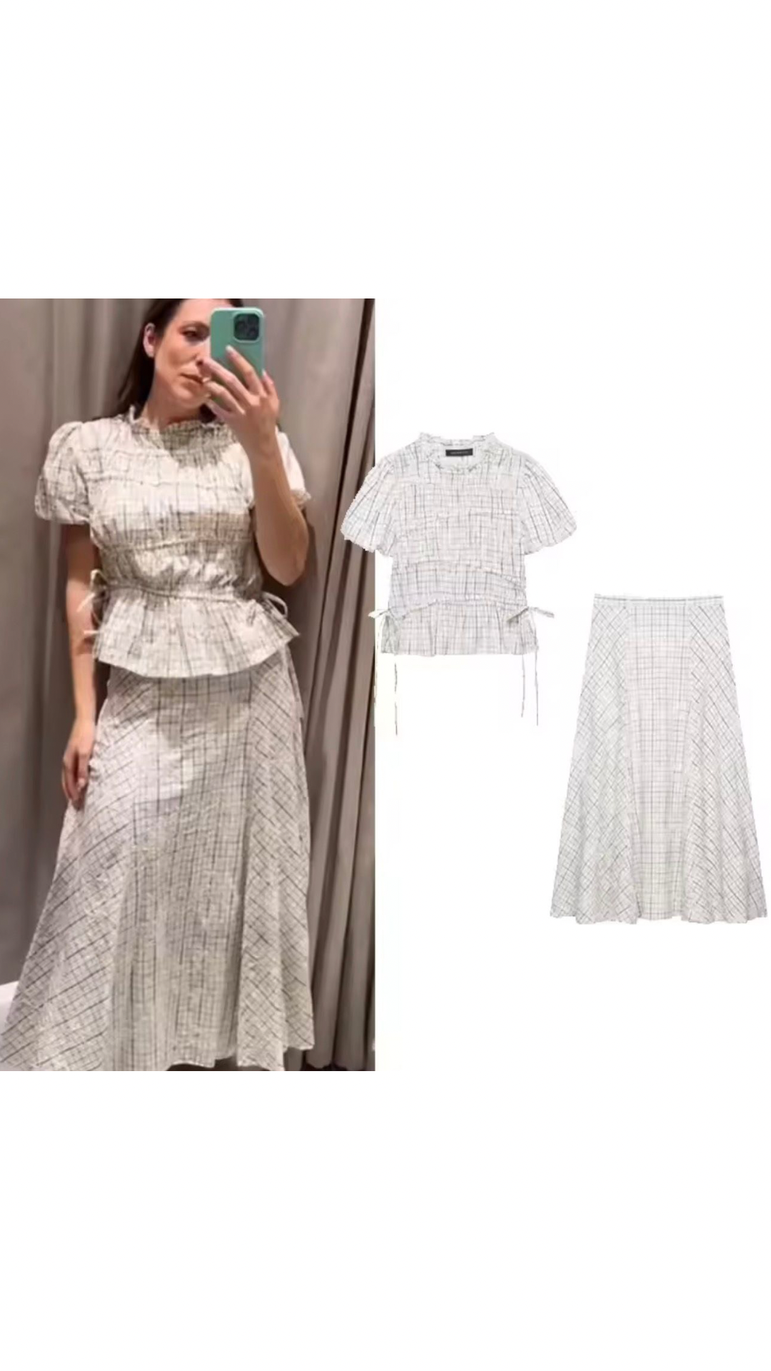 Embroidered Top & Flared Skirt Set