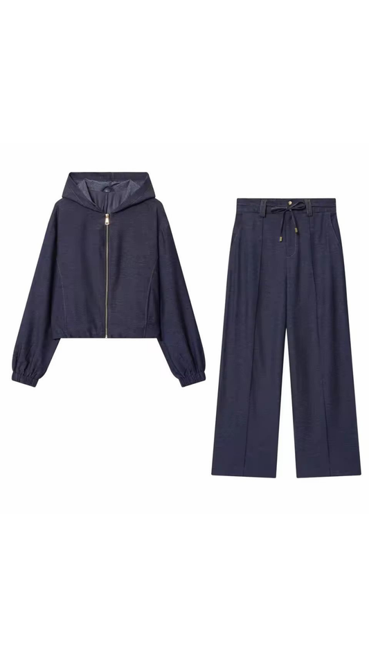 Hooded zipper & pant set