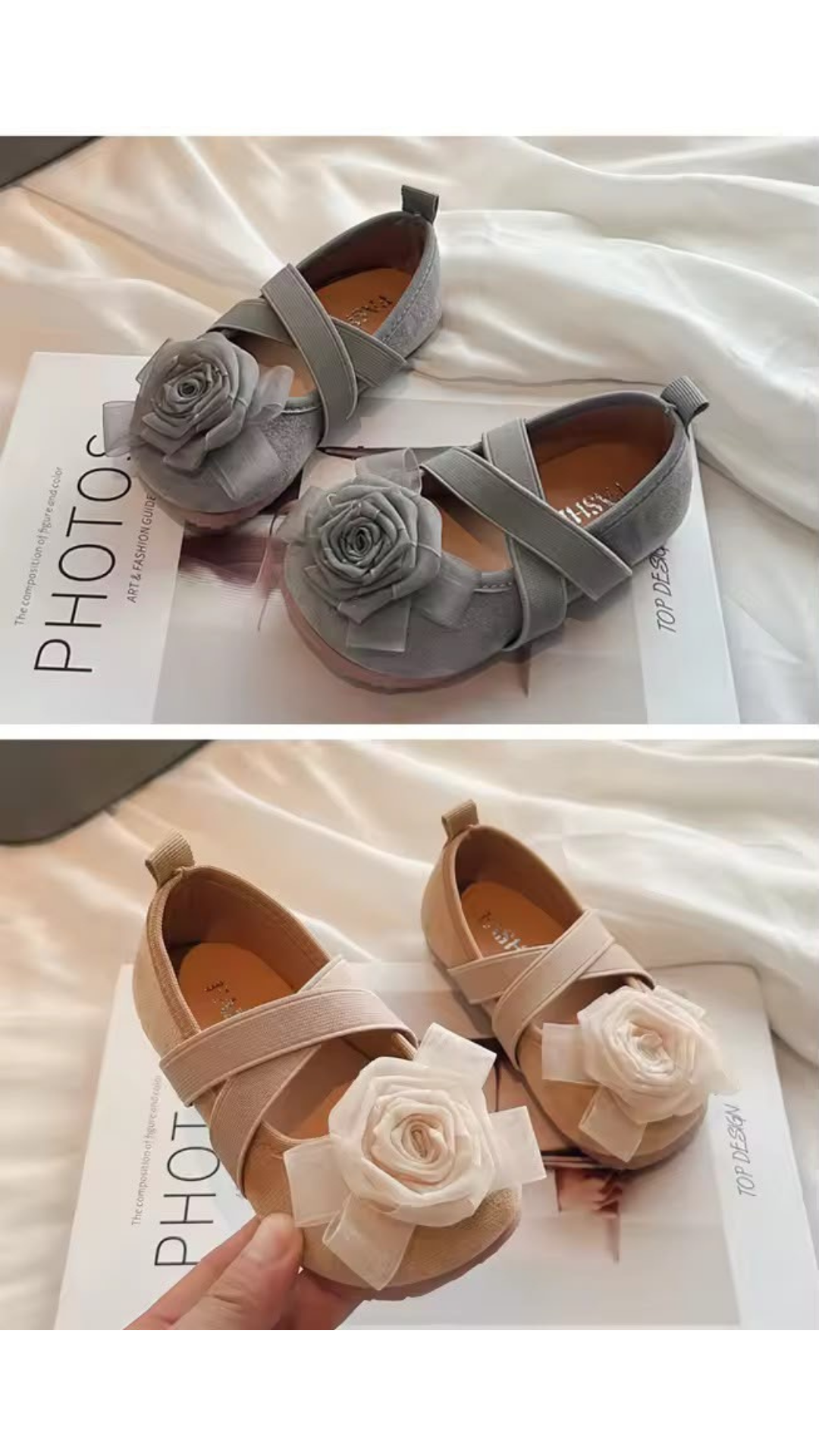 Flower applique ballerinas