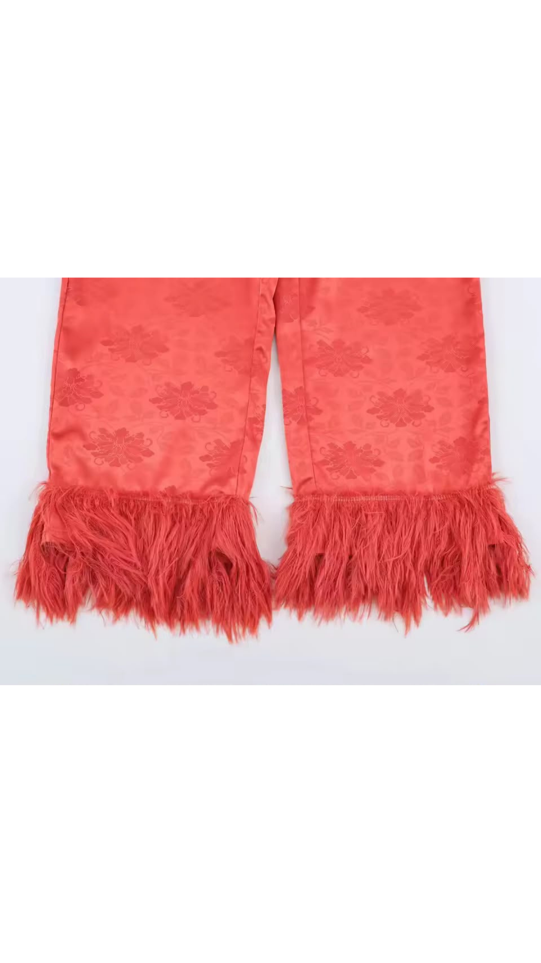 Fringed feather blouse and pants