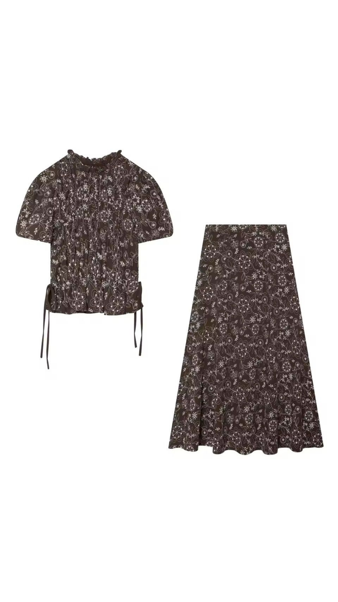 Printed tied top and skirt