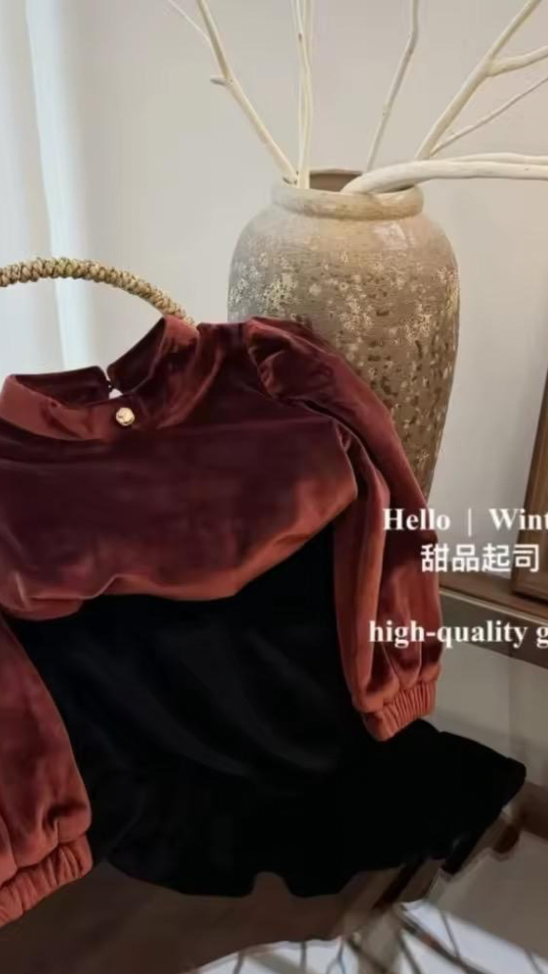 Velour Top & Skirts Set