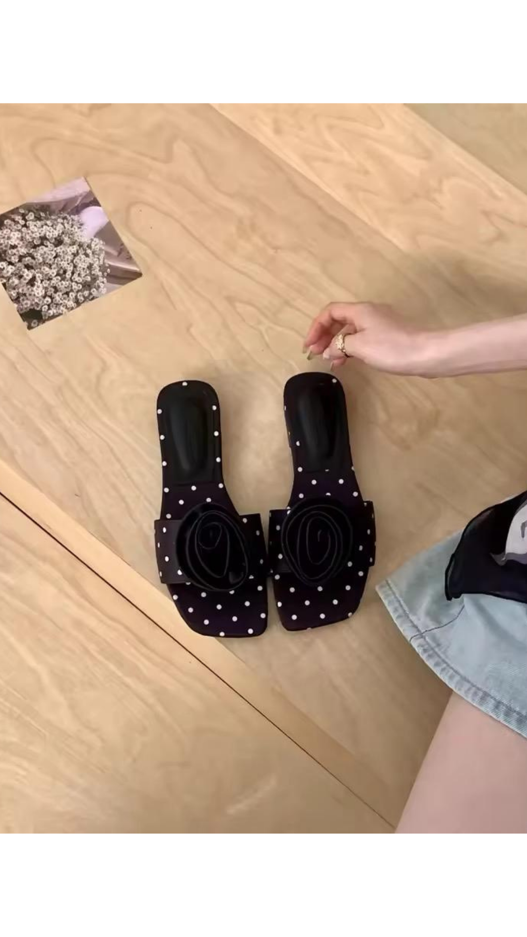 Floral polka flats