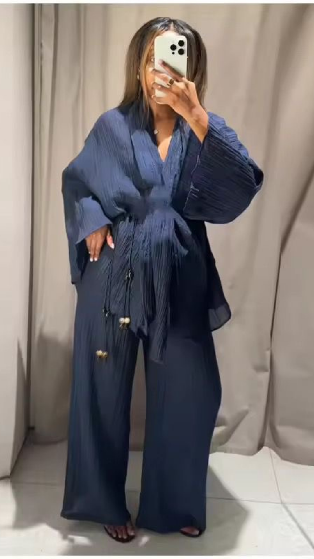 Crinkle Effect Top & Pants Set