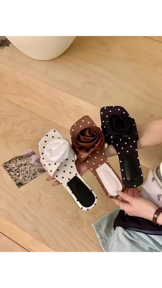 Floral polka flats